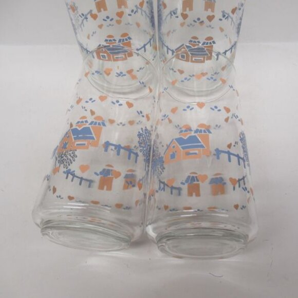 4 - Corelle by Libbey FARM SCENE SILO 6 Inch High Water Tumblers - Hard To Find